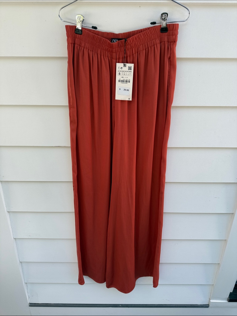 ZARA Women's Rust Orange Wide-Leg Jogger Sweatpants